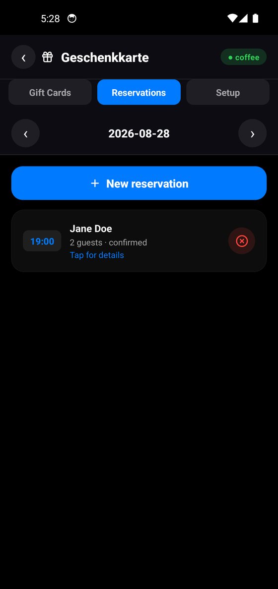Reservierungen in der App
